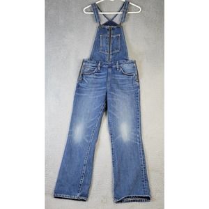 Levi's Retro Orange Tab Bib Overalls Women's Size 28 Zip Front Sides Blue